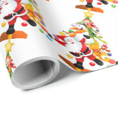 Santa, Rudolph, Snowman und Elf Geschenkpapier (Rolleneckpunkt)