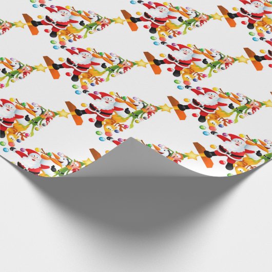 Santa, Rudolph, Snowman und Elf Geschenkpapier (Ecke)