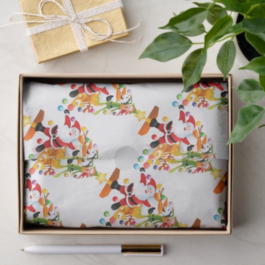 Santa, Rudolph, Snowman und Elf Seidenpapier (Geschenk)