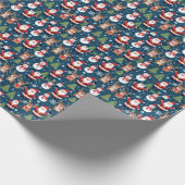 Santa, Rudolph, Snowmen und Weihnachtsbaumen Geschenkpapier (Ecke)