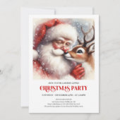 Santa Rudolph Traditional Holiday Party Invitation Einladung (Vorderseite)
