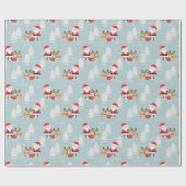 Santa Rudolph und Pine Trees Geschenkpapier (Flach)