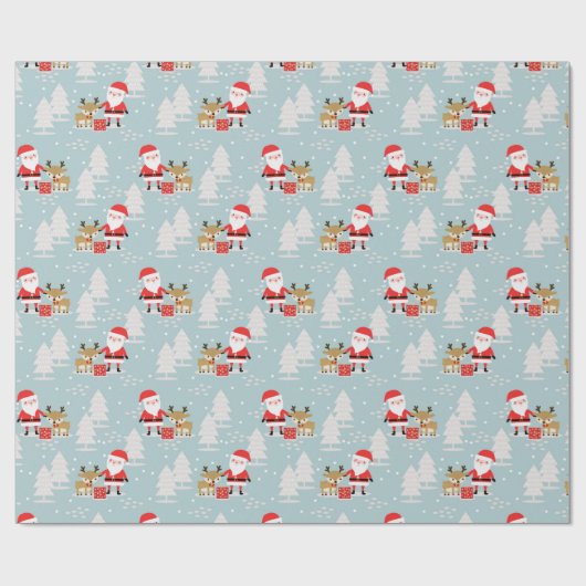 Santa Rudolph und Pine Trees Geschenkpapier (Flach)