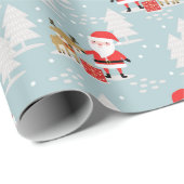 Santa Rudolph und Pine Trees Geschenkpapier (Rolleneckpunkt)