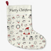 Santa rudolph und weitere Muster Großer Weihnachtsstrumpf (Vorderseite)