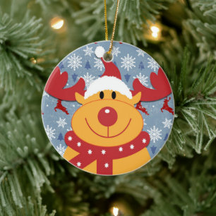 SANTA RUDOLPH XMAS KERAMIK ORNAMENT
