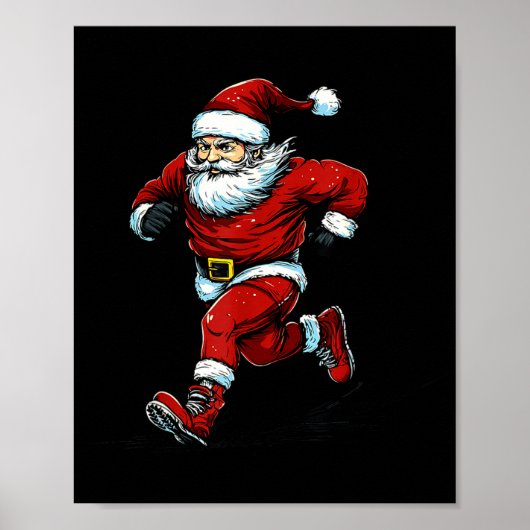 Santa Running Cross Country Xc Runner Christmas Xm Poster (Vorne)