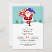 Santa Running with american flag Einladung (Vorderseite)