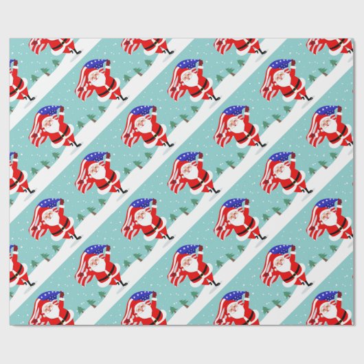 Santa running with american flag geschenkpapier (Flach)