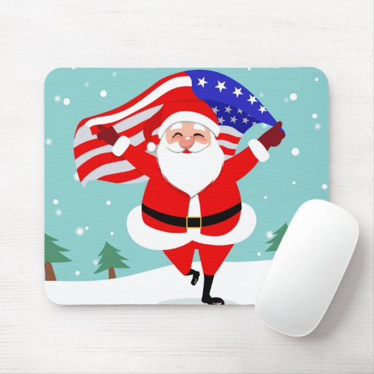 Santa Running with american flag Mousepad (Mit Mouse)