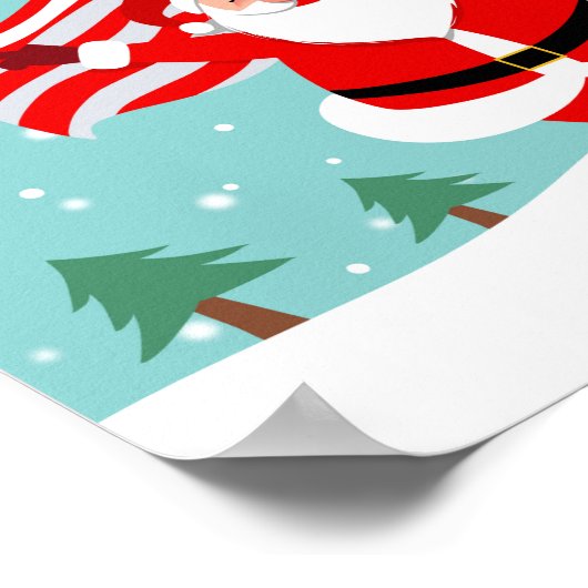Santa Running with american flag Poster (Ecke)