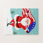 Santa Running with american flag Puzzle (Horizontal)