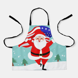 Santa Running with american flag Schürze