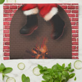 Santa runter den Kamin Geschirrtuch (Gefaltet)