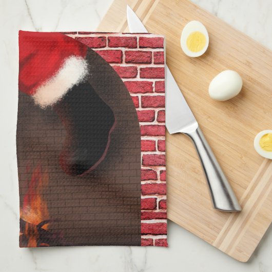 Santa runter den Kamin Geschirrtuch (Viertel Falte)