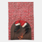 Santa runter den Kamin Geschirrtuch (Vertikal)