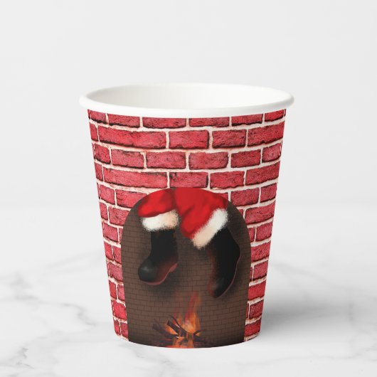 Santa runter den Kamin Pappbecher (Vorderseite)