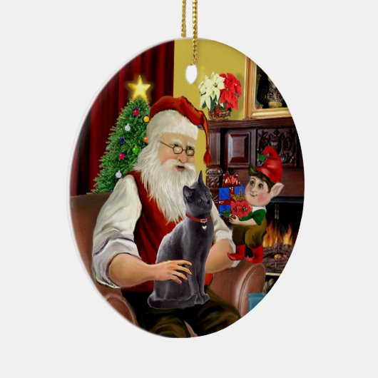 Santa - Russische Blaue Katze Keramik Ornament (Rechts)