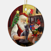 Santa - Russische Blaue Katze Keramik Ornament (Links)