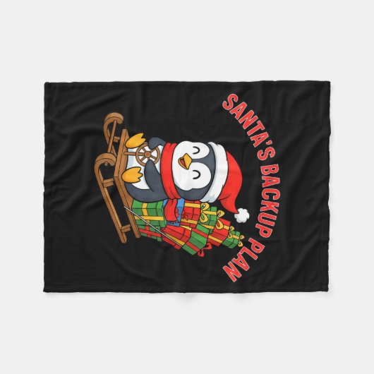 Santa’s Backup Plan Cute Penguin Christmas Design  Fleecedecke (Vorderseite (Horizontal))