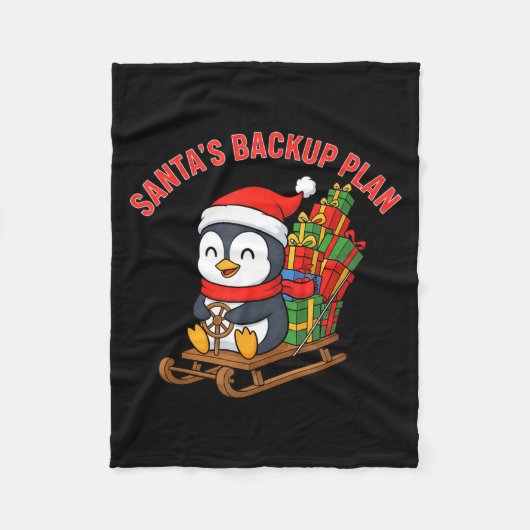 Santa’s Backup Plan Cute Penguin Christmas Design Fleecedecke (Vorderseite)
