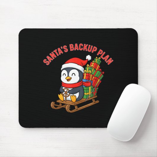 Santa’s Backup Plan Cute Penguin Christmas Design Mousepad (Mit Mouse)
