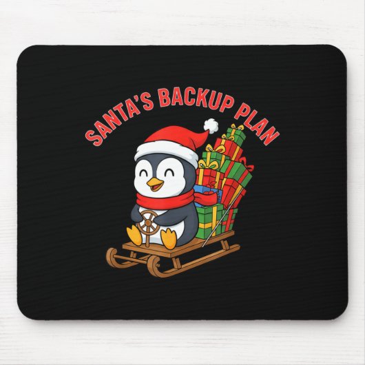Santa’s Backup Plan Cute Penguin Christmas Design Mousepad (Vorne)