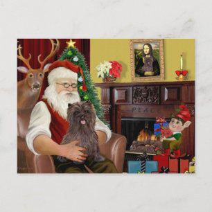 Santa’s Brindle Cairn Terrier Feiertagspostkarte