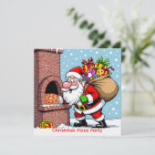 Santa’s Chimney Pizza Oven Christmas Gathering Einladung (Stehend Vorderseite)