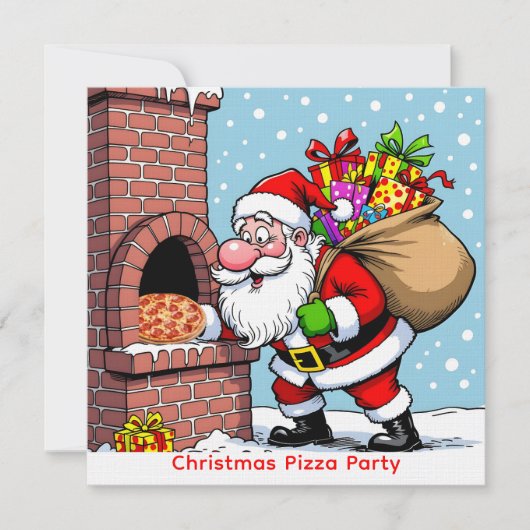 Santa’s Chimney Pizza Oven Christmas Gathering Einladung (Vorderseite)