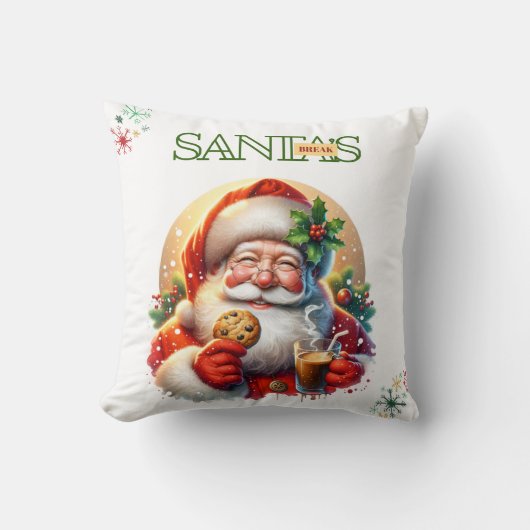 Santa’s Coffee Break Christmas Cushion Kissen (Vorderseite)