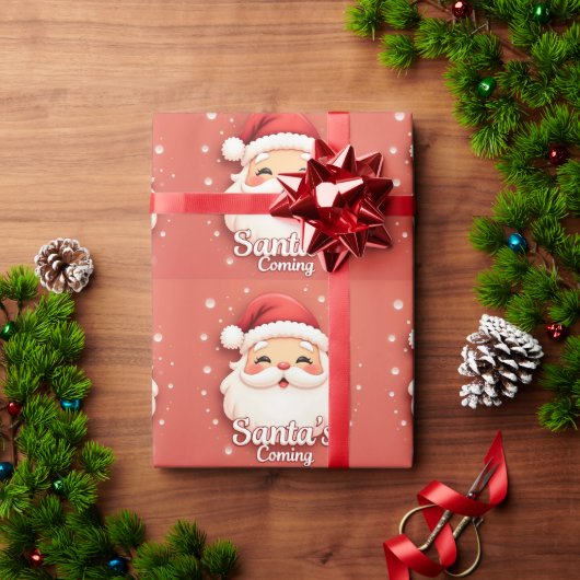 Santa’s Coming Cute Christmas Wrapping Paper Geschenkpapier (Feiertagsgeschenk)
