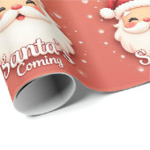 Santa’s Coming Cute Christmas Wrapping Paper Geschenkpapier (Rolleneckpunkt)
