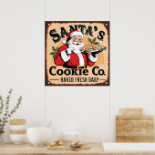"Santa’s Cookie Co." Vintages Zeichen Poster (Küche)