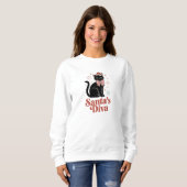Santa’s Diva Cute Christmas Cat for Her Sweatshirt (Vorne ganz)