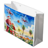 Santa’s Drone Delivery Working on Christmas  Große Geschenktüte (Vorderseite Schrägansicht)