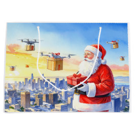 Santa’s Drone Delivery Working on Christmas  Große Geschenktüte