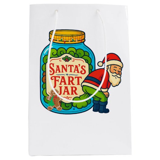 Santa’s Fart Jar Funny Christmas Mittlere Geschenktüte (Vorderseite)