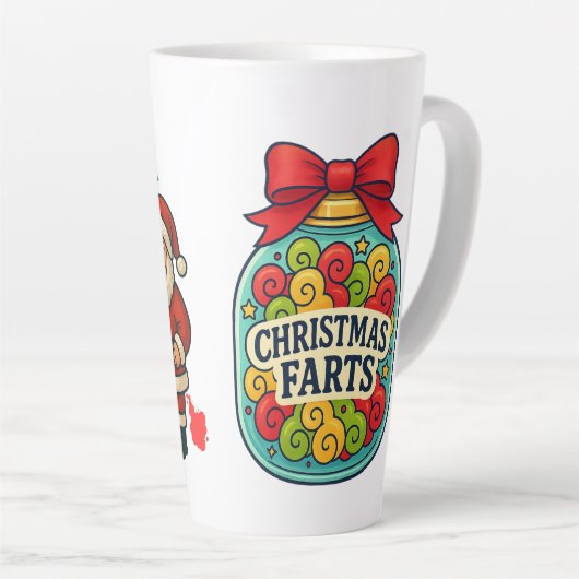 Santa’s Fart Jar Funny Festive Flatulence  Milchtasse (Rechte Ecke)