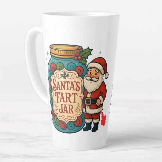 Santa’s Fart Jar Funny Festive Flatulence  Milchtasse (Linke Ecke)