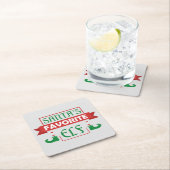 Santa’s Favorite Elf Rechteckiger Pappuntersetzer (Vor Ort)