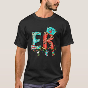 Santa s Favorite ER Nurse Xmas Light Weihnachtsman T-Shirt
