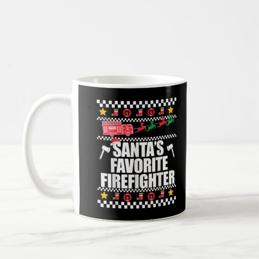 SANTA S FAVORITE FIREFIGHTER Ugly Christmas Sweet Kaffeetasse (Links)