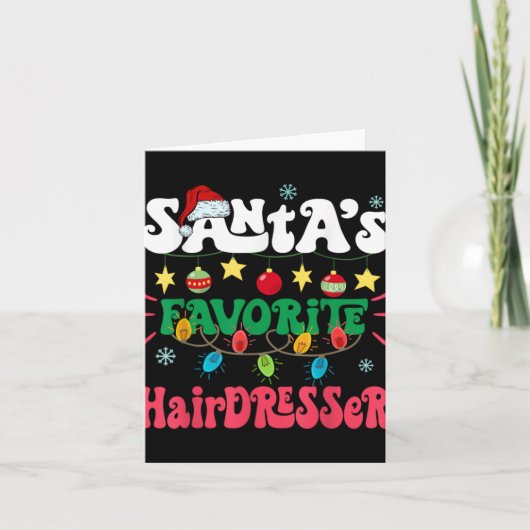 Santa S Favorite Hairdresser Santa Hat Xmas Light Karte (Vorderseite)