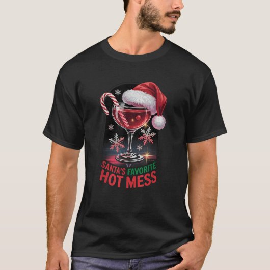 Santa s Favorite Hot Mess Christmas Alcohol Party T-Shirt (Vorderseite)