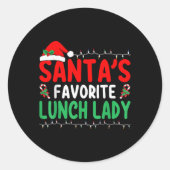 Santa S Favorite Lunch Lady Xmas Cafeteria Worker Runder Aufkleber (Vorderseite)