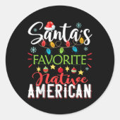 Santa S Favorite Native American Xmas Light Hat Ch Runder Aufkleber (Vorderseite)