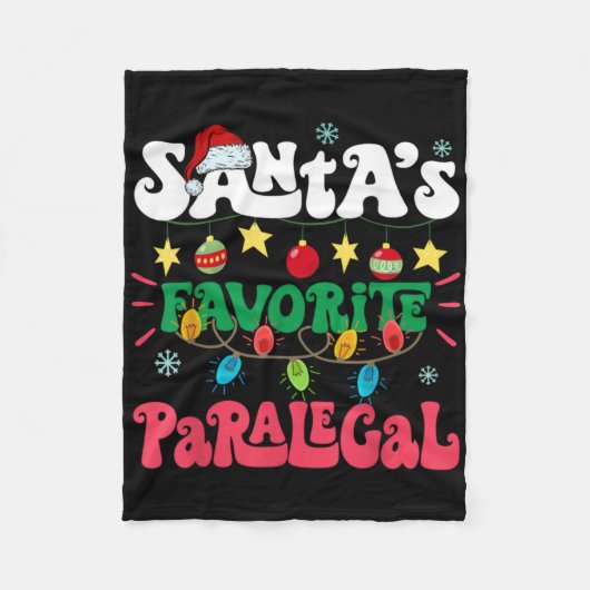 Santa S Favorite Paralegal Funny Santa Xmas Light Fleecedecke (Vorderseite)