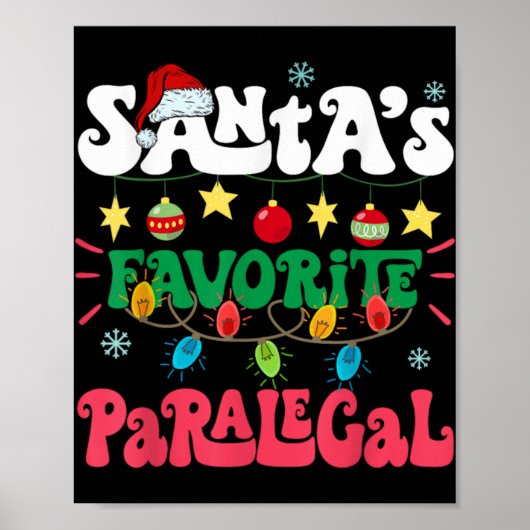 Santa S Favorite Paralegal Funny Santa Xmas Light Poster (Vorne)