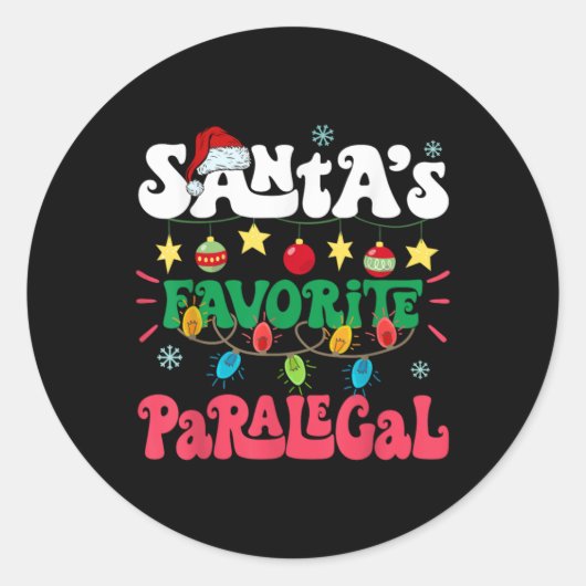 Santa S Favorite Paralegal Funny Santa Xmas Light Runder Aufkleber (Vorderseite)